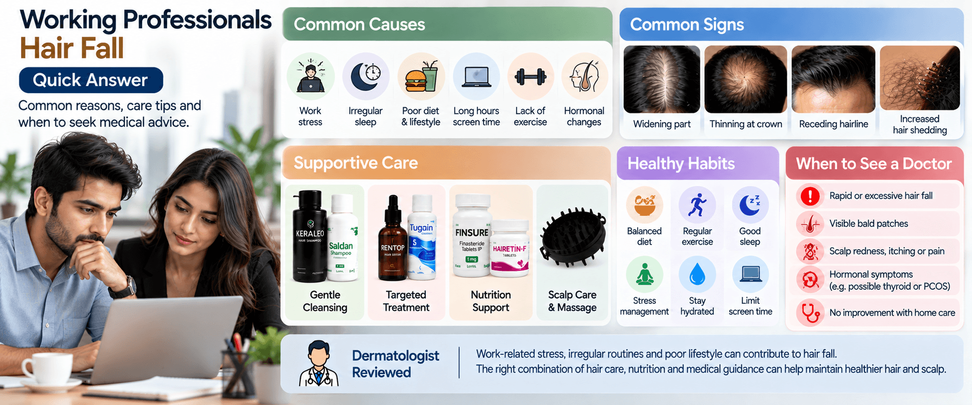 Working Professionals Hair Fall – Quick Answer Summary Working professionals hair fall quick answer summary with common causes, signs, supportive care and dermatologist-reviewed guidance — Hairsncares
