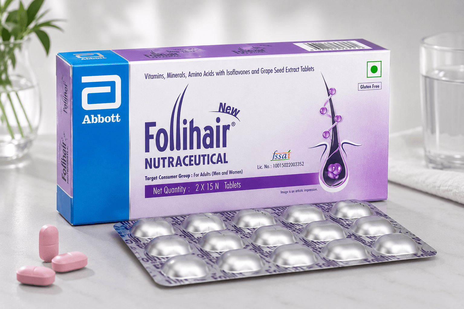 New Follihair Hair Growth Tablets with Biotin, Amino Acids & Essential Nutrients for Hair Fall Control