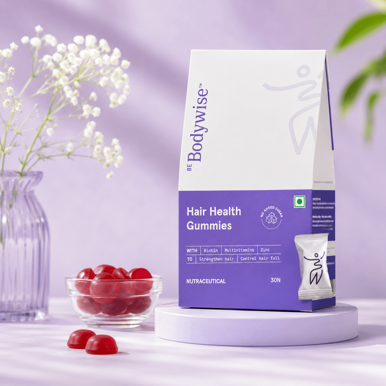 Be Bodywise Biotin Hair Gummies for Hair Growth, Stronger Hair & Hair Fall Support