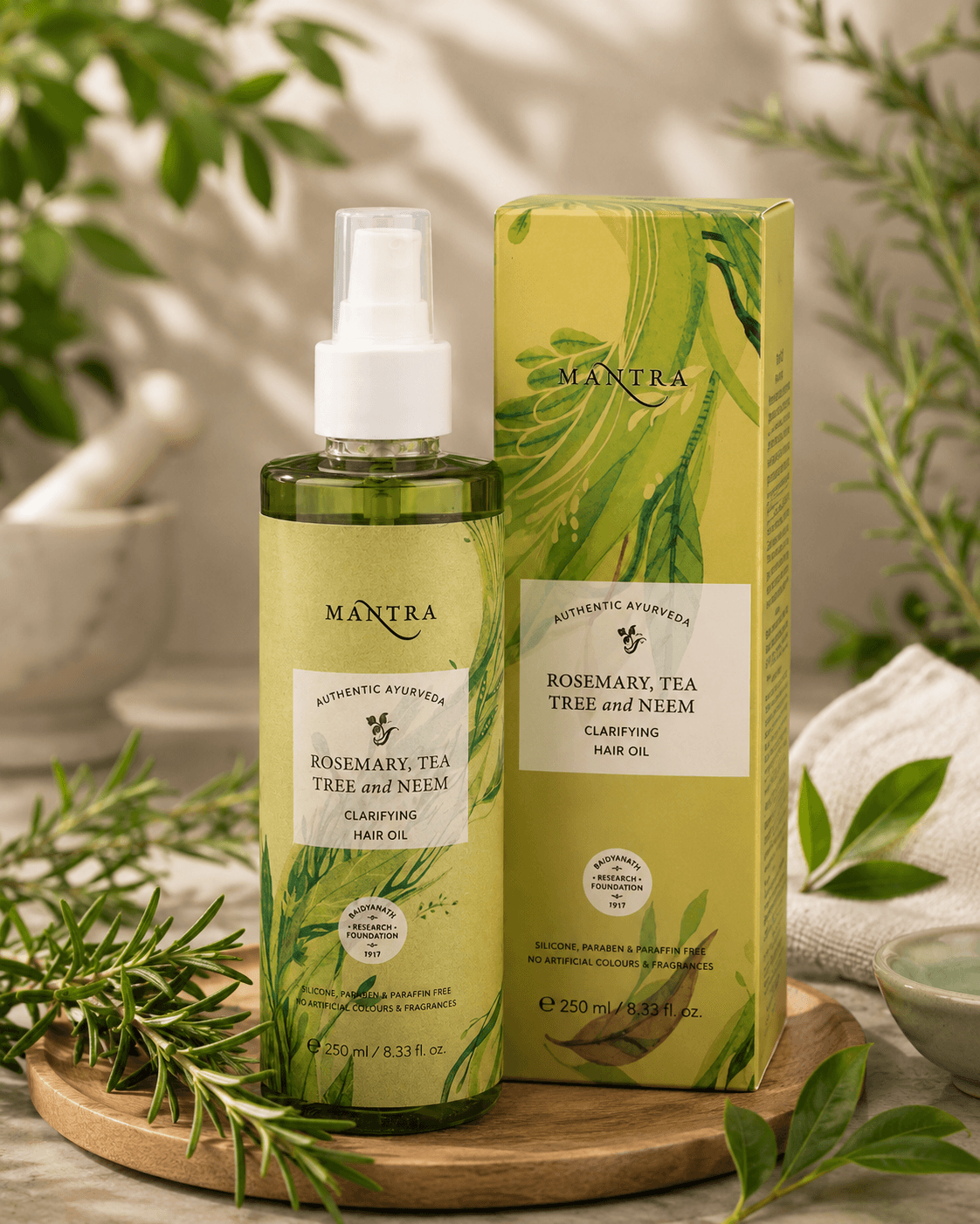 MANTRA Rosemary, Tea Tree & Neem Clarifying Hair Oil for Healthy Scalp, Stronger Hair & Hair Fall Control