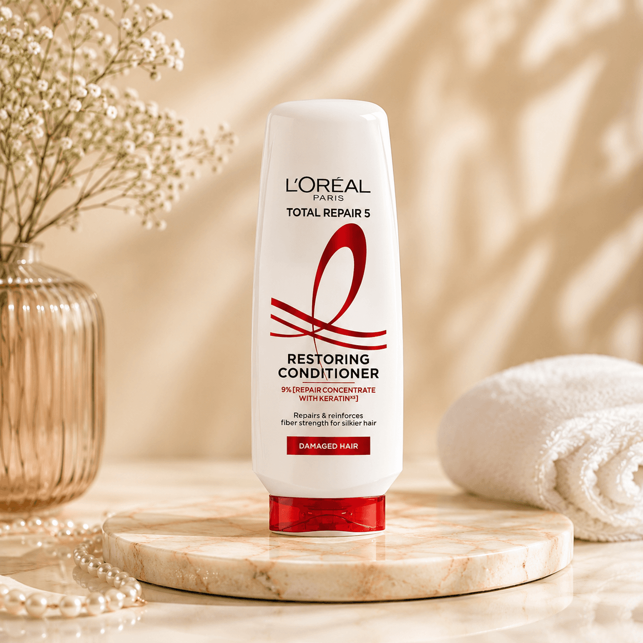 L'Oréal Paris Total Repair 5 Conditioner for Damaged Hair | Powered by Keratin XS Technology | Fights 5 Signs of Hair Damage | 340ml