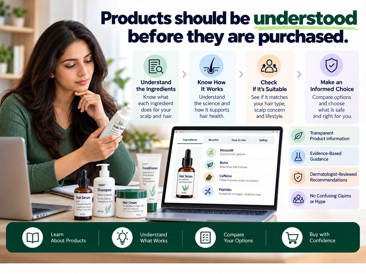 Ingredient-first product evaluation showing category, evidence and suitability.
