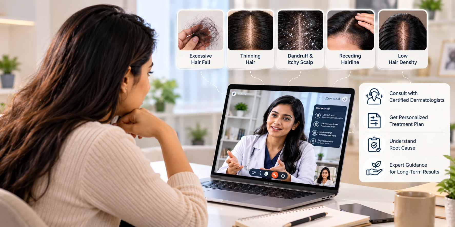 Online dermatologist consultation for Bangalore hair loss concerns and scalp symptoms.