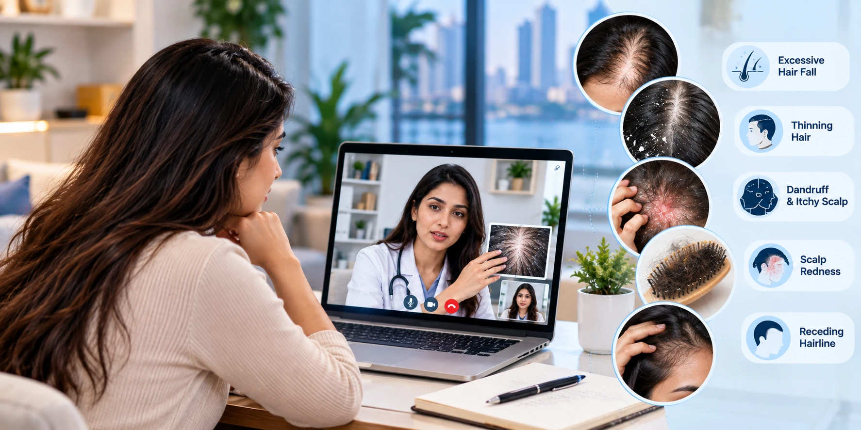 Online dermatologist consultation for Mumbai hair loss red-flag symptoms