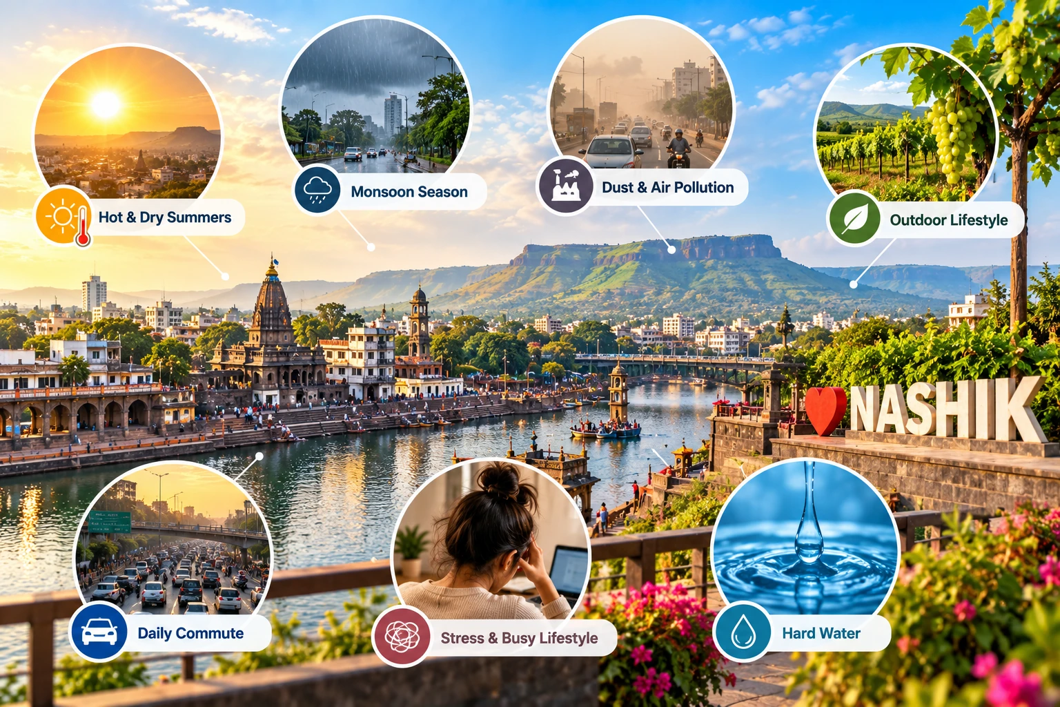 Nashik climate, commute and lifestyle factors as scalp and hair triggers