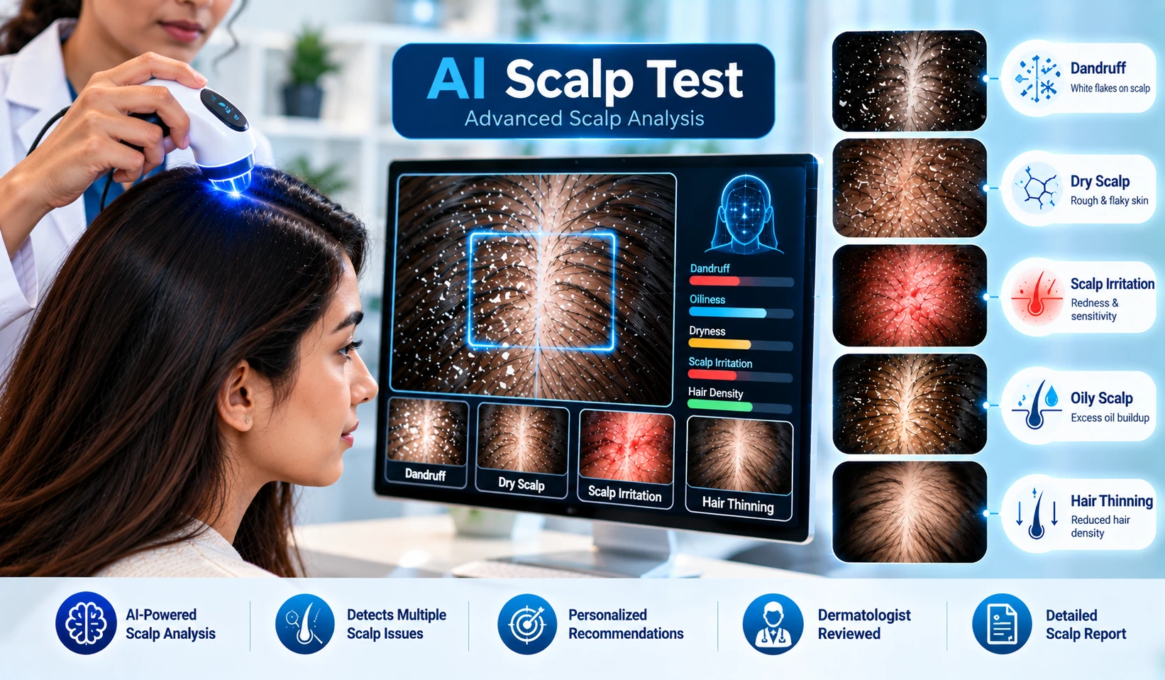 AI Scalp Test scalp analysis preview distinguishing dandruff from dry scalp