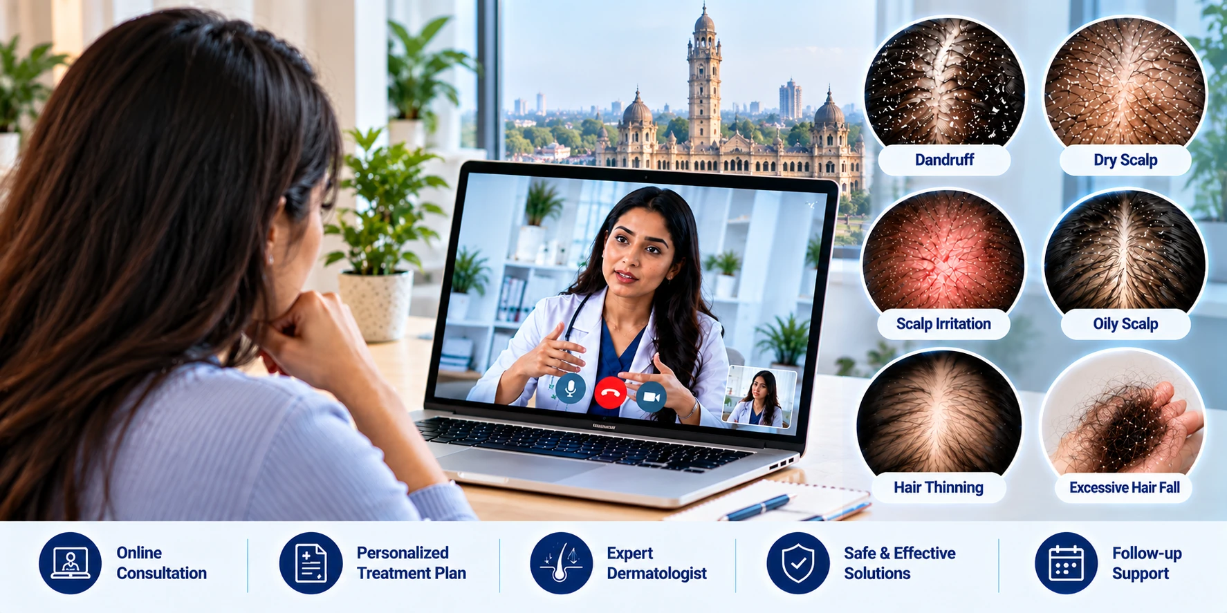 Online dermatologist consultation for Vadodara hair loss red-flag symptoms
