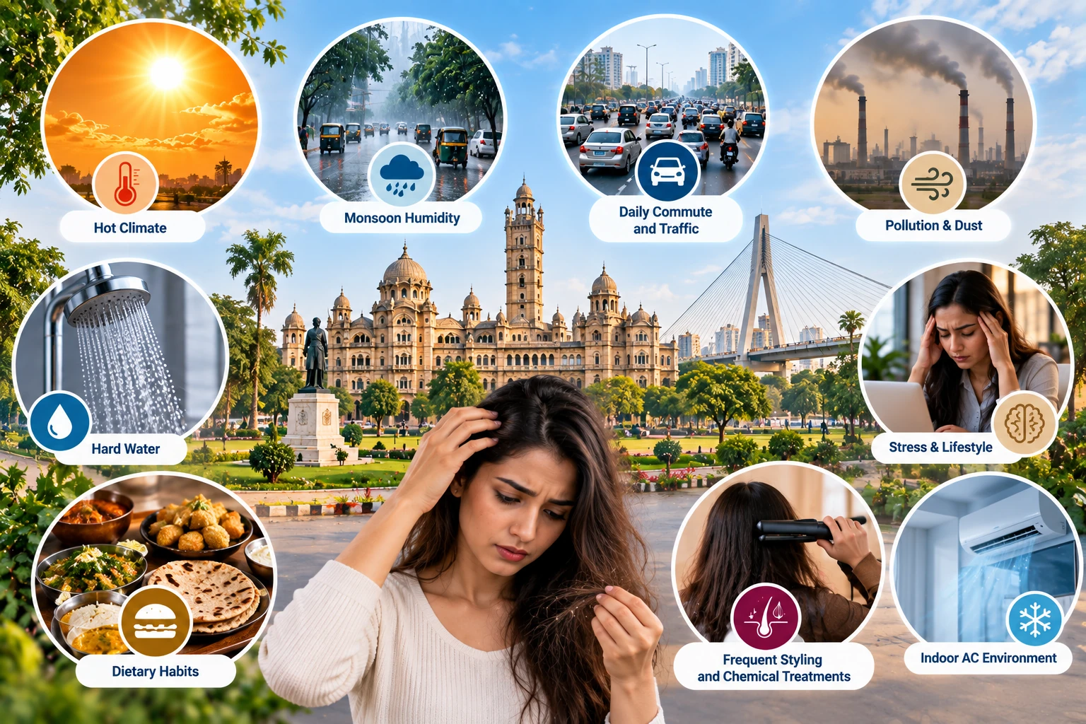 Vadodara climate, commute and lifestyle factors as scalp and hair triggers