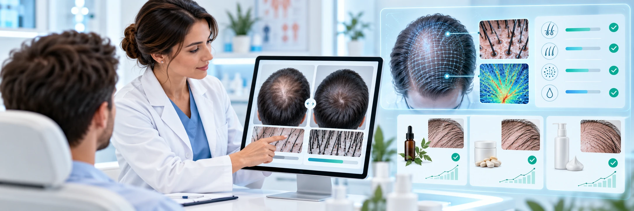 Dermatologist-reviewed comparison and AI screening for hair and scalp assessment.