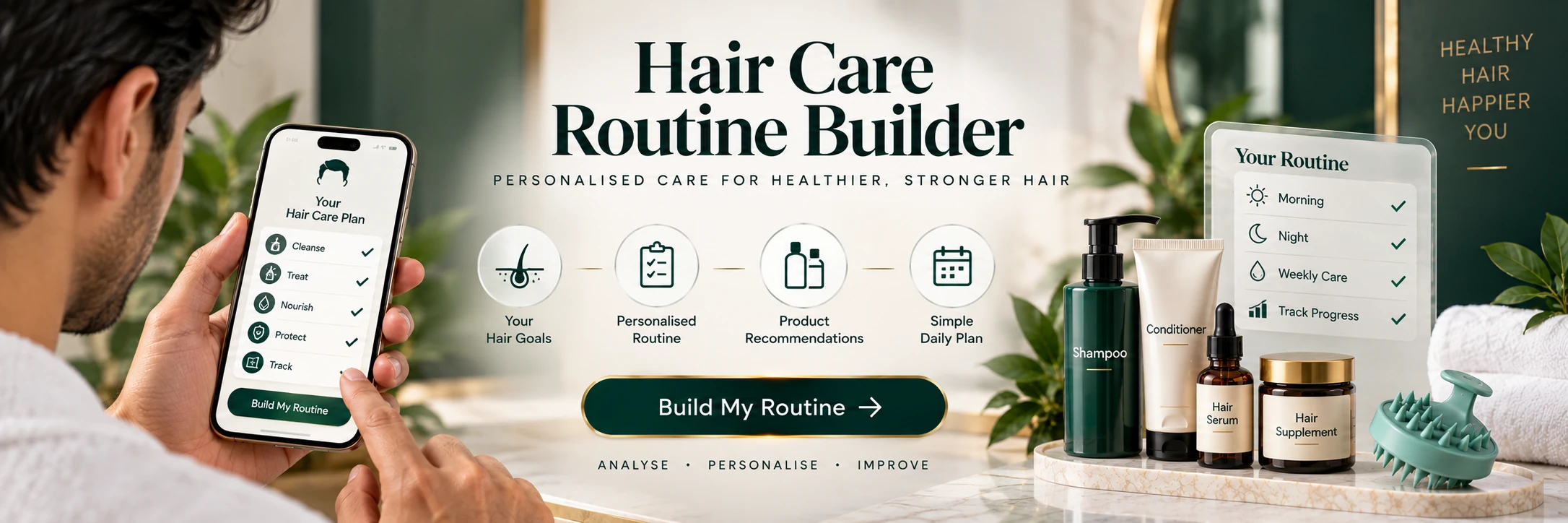 Hair care product range including Minoxidil, Finasteride, Dutasteride, Ketoconazole shampoo, supplements, scalp care, hair appliances and styling products.