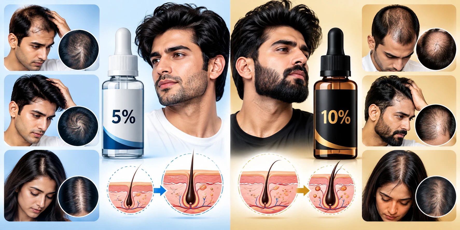Minoxidil 5% vs 10% overview comparison
