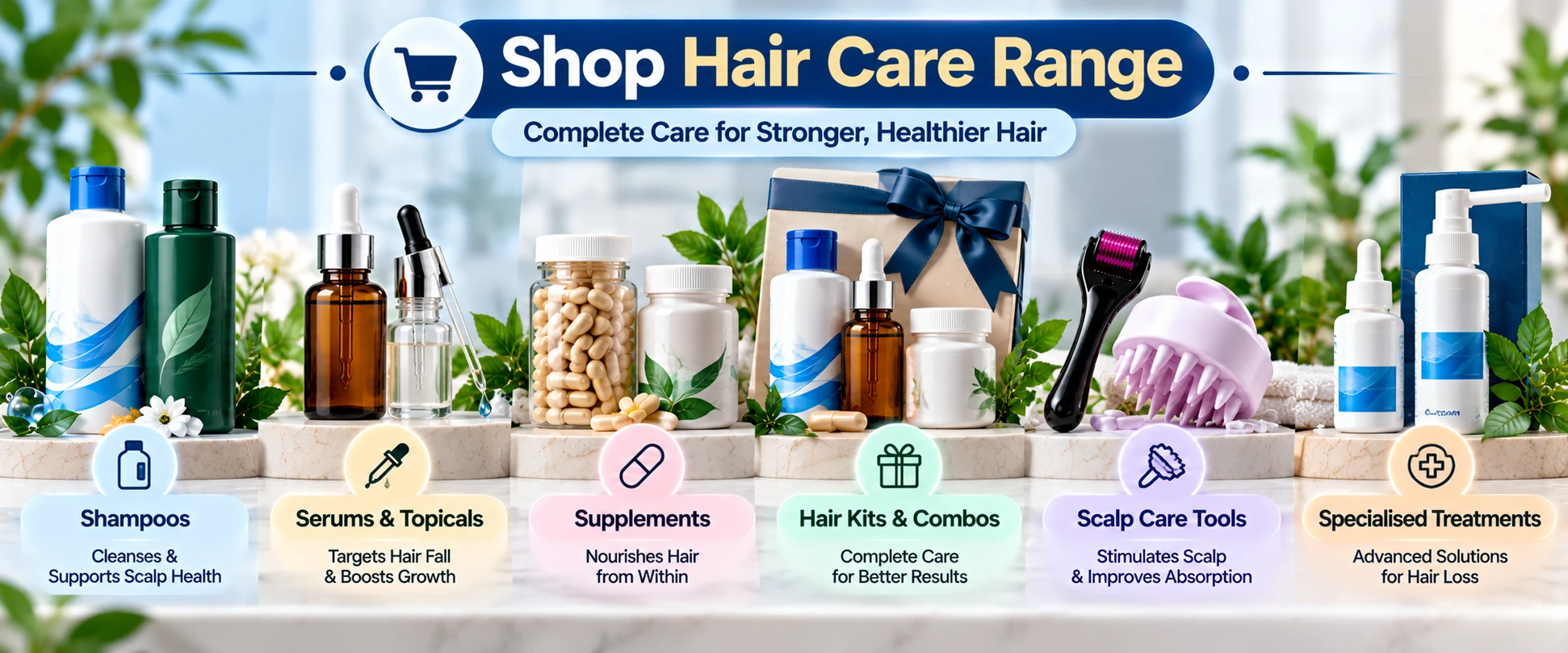 Shop strip — product range flat-lay