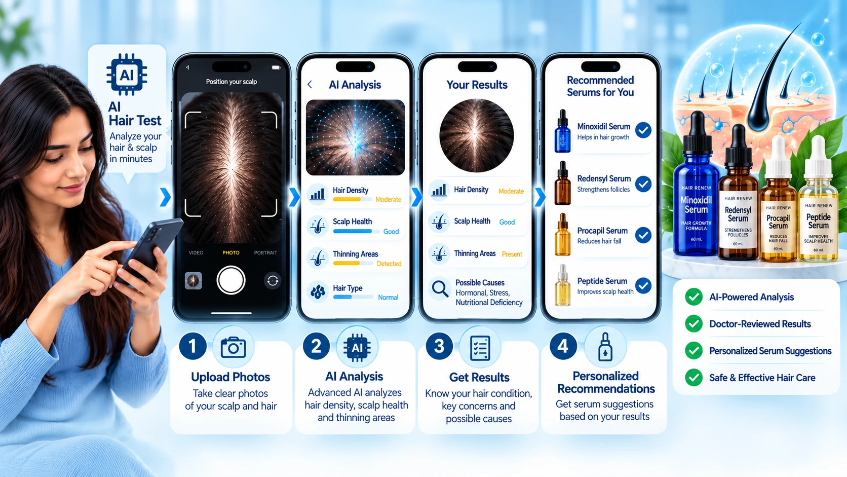 Hair loss treatment options and the concerns each may suit including Minoxidil, Finasteride, Dutasteride, Procapil, Redensyl and Ketoconazole