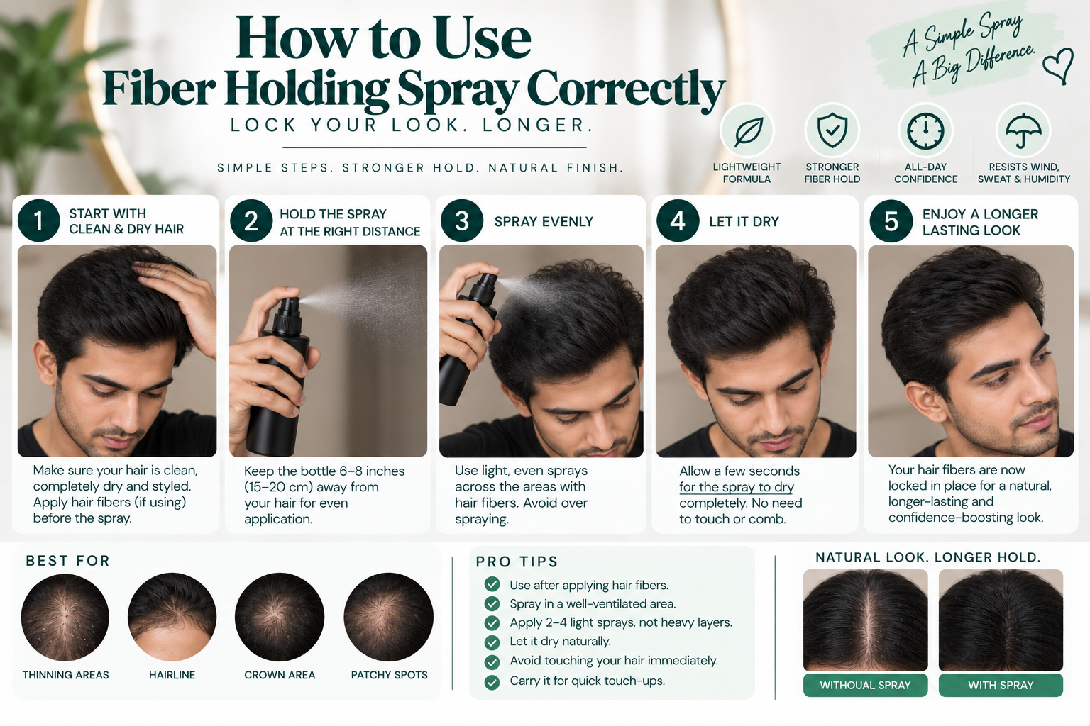How to use fiber holding spray correctly for longer-lasting hair fiber coverage.
