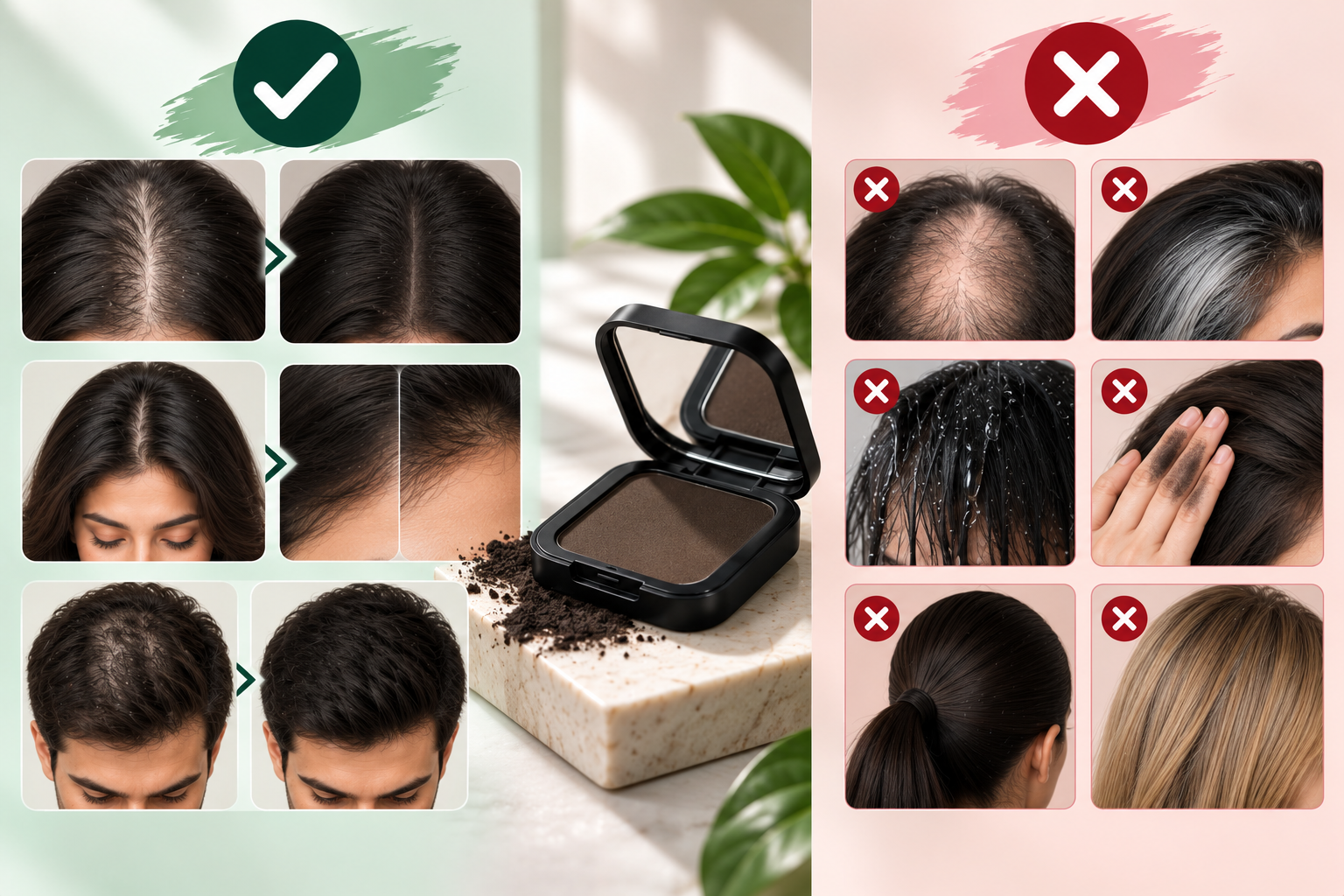 Hair Makeup Compact — Can & Cannot Do Hair makeup compact can and cannot do for scalp visibility, thinning areas, and temporary hair coverage.