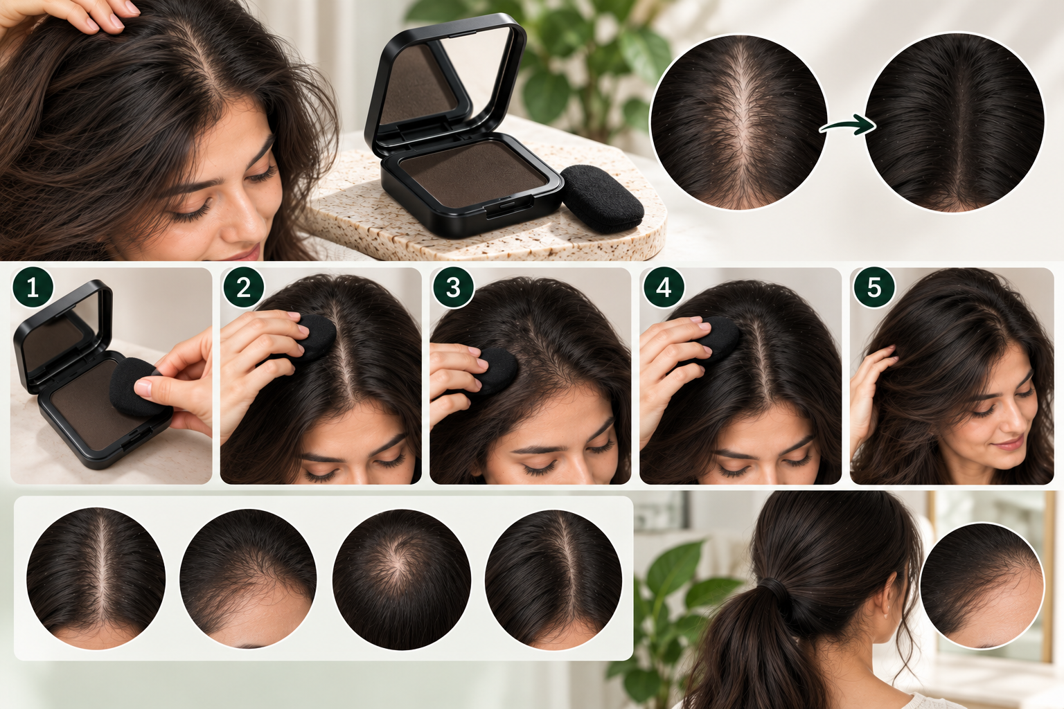 How to Apply Hair Makeup Compact for Natural Targeted Coverage How to apply hair makeup compact for natural targeted coverage of the scalp, hairline, parting, and thinning areas.
