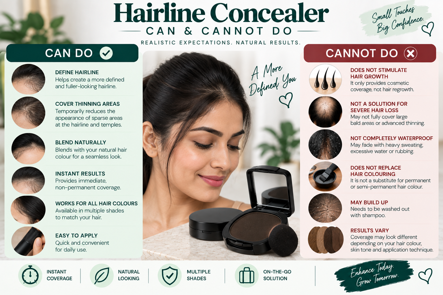 Hairline Concealer — Can & Cannot Do Hairline concealer can and cannot do for thinning hair, scalp coverage, and hairline definition.