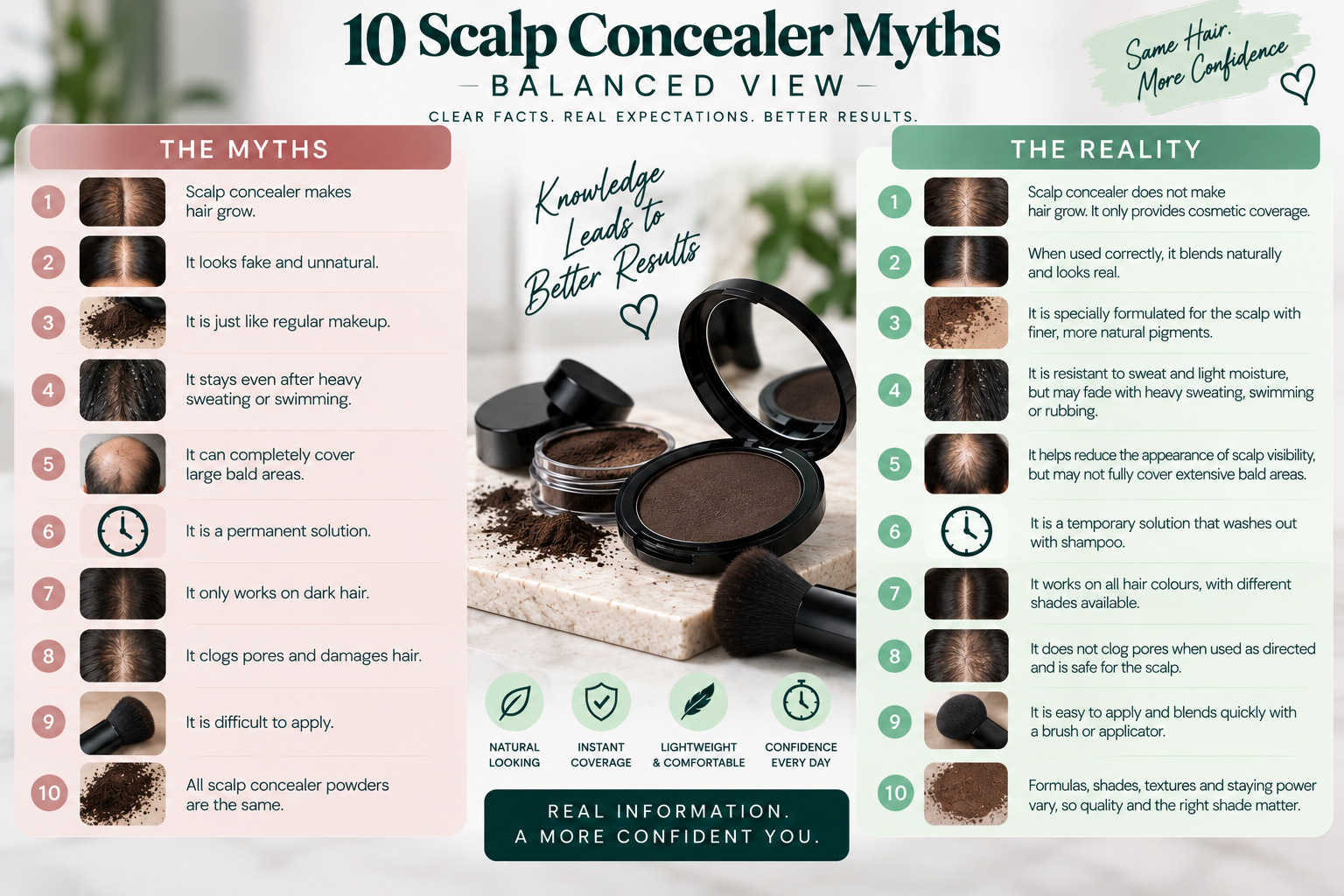 10 Scalp Concealer Myths — Balanced View 10 scalp concealer myths and facts about scalp coverage, application, safety, and results.