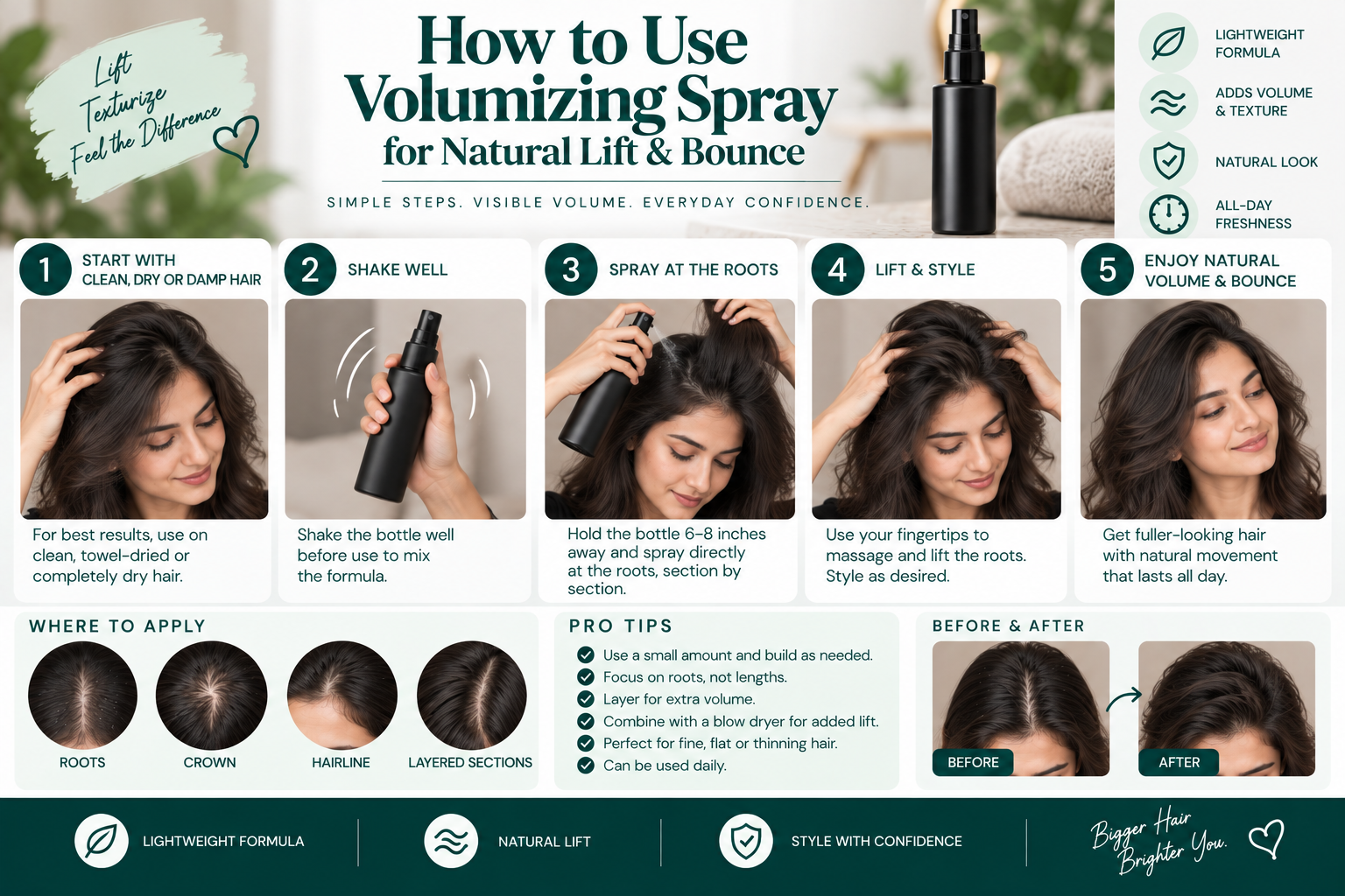How to Use Volumizing Spray for Natural Lift & Bounce How to use volumizing spray for natural lift, root volume, texture, and bounce.