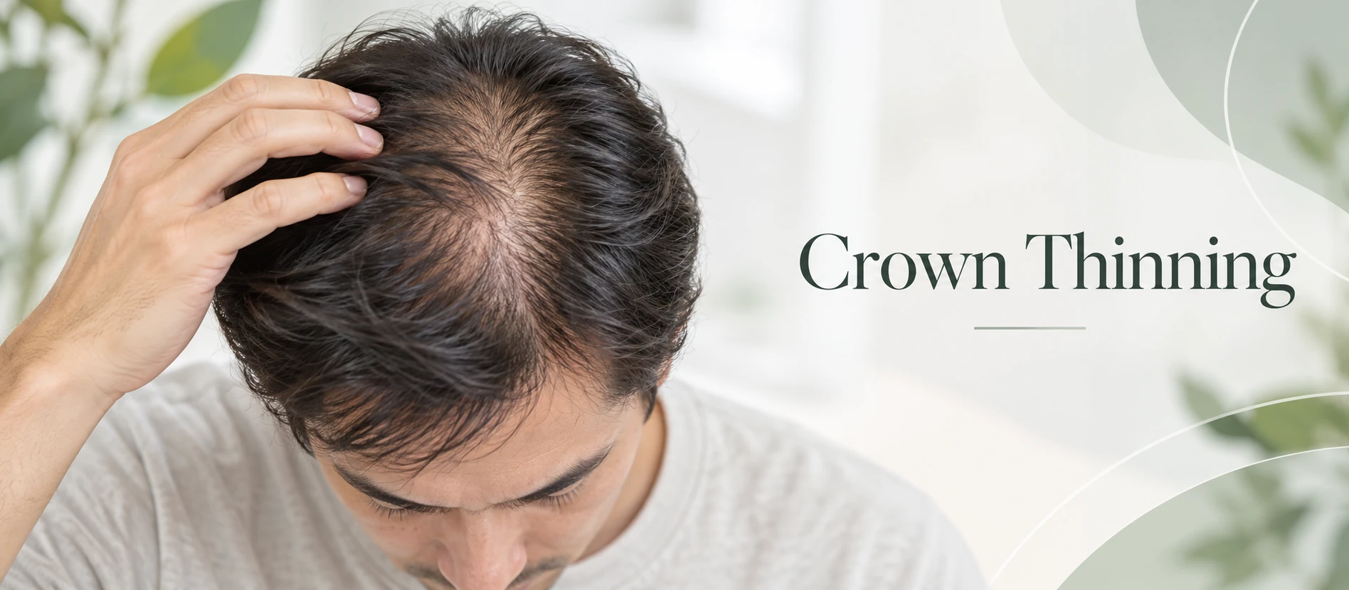 Crown thinning in men showing visible thinning at the crown and vertex of the scalp