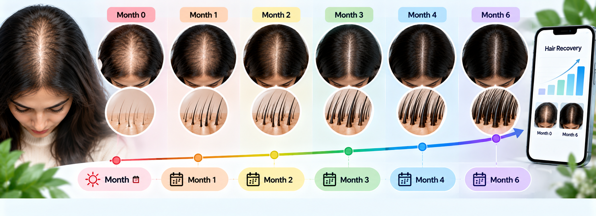 Tracking recovery from sudden shedding with monthly hair density photos