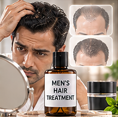 Men's hair treatment for hair fall receding hairline crown thinning and scalp concerns