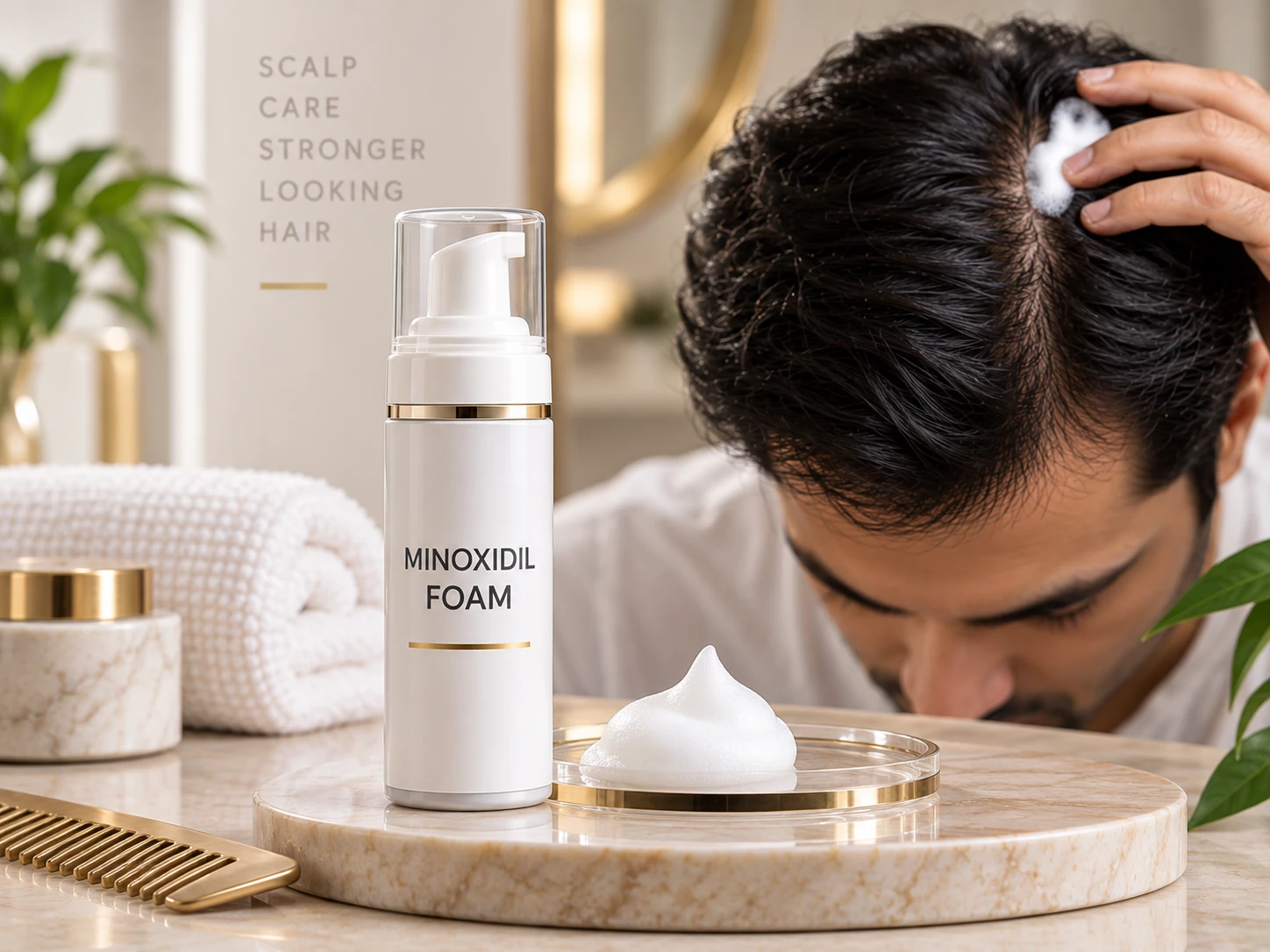 Minoxidil foam format for lightweight topical hair loss treatment and scalp application