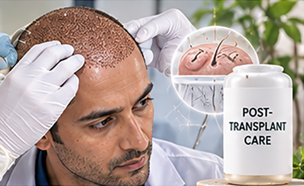 Post-transplant hair treatment and surgeon-guided scalp aftercare support