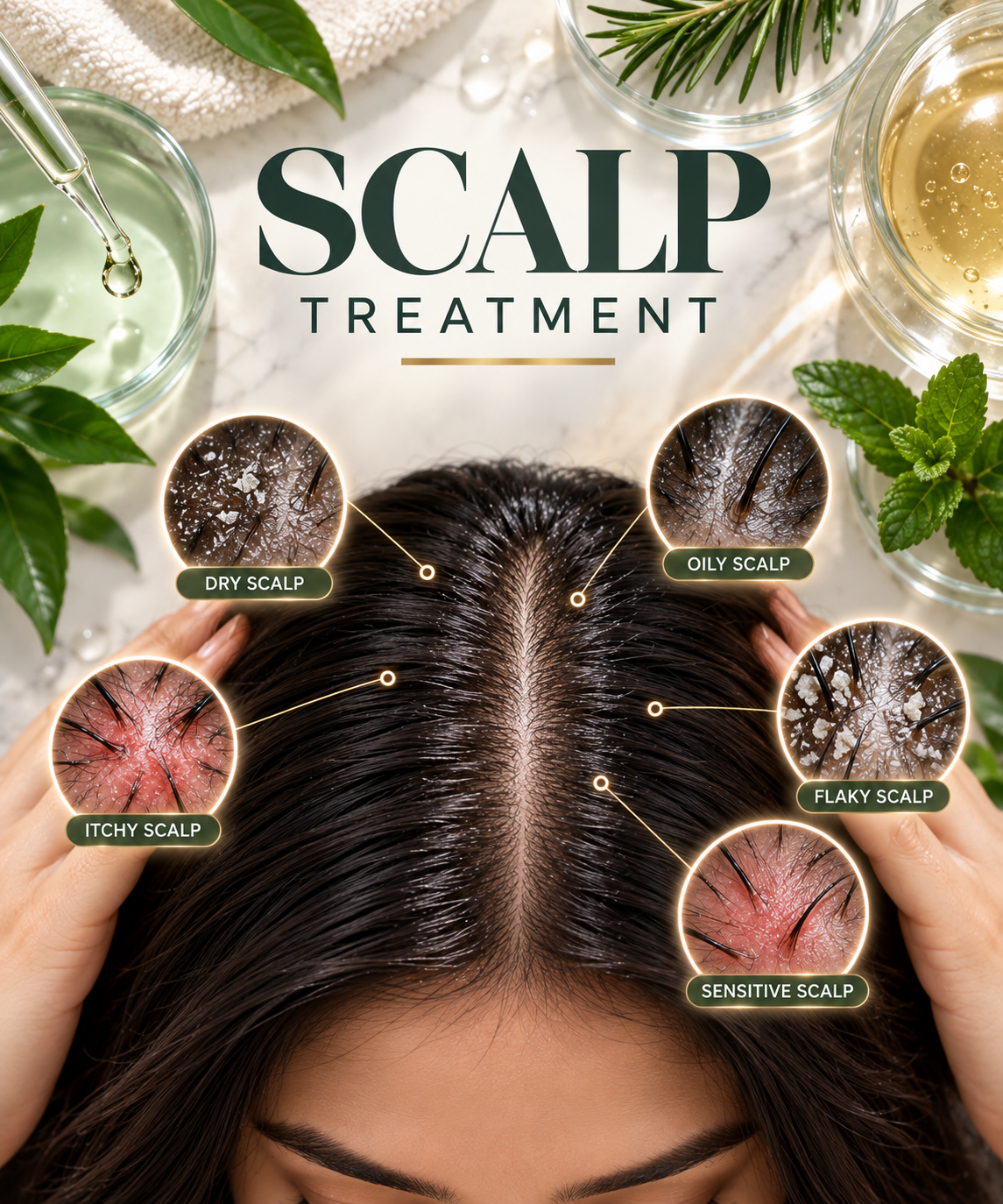 Scalp treatment for dry oily itchy flaky and sensitive scalp concerns