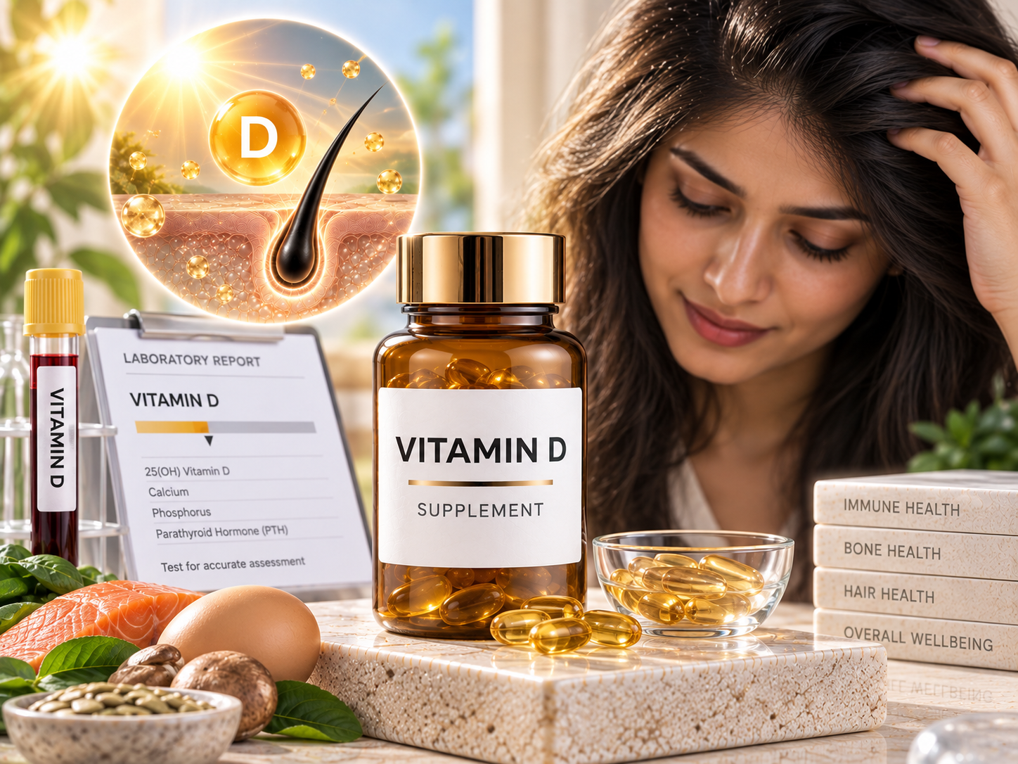 Vitamin D supplementation for confirmed deficiency related hair support