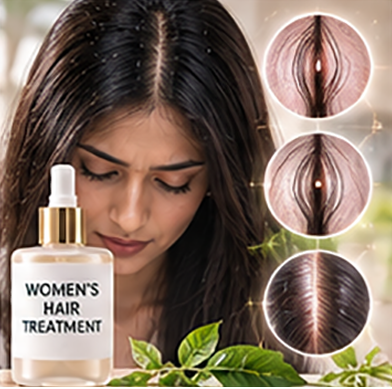 Women's hair treatment for thinning widening part and female hair fall concerns