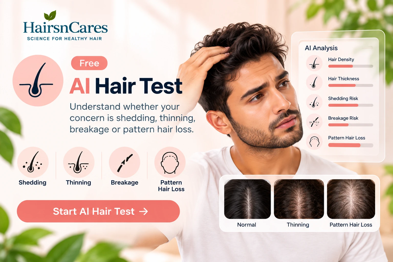 AI Hair Test for understanding shedding thinning breakage and pattern hair loss concerns