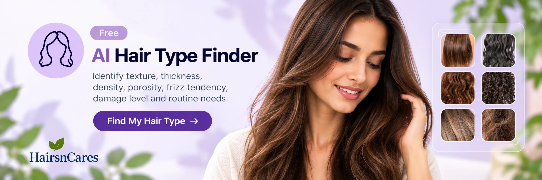 AI Hair Type Finder for identifying hair texture thickness density porosity frizz and damage