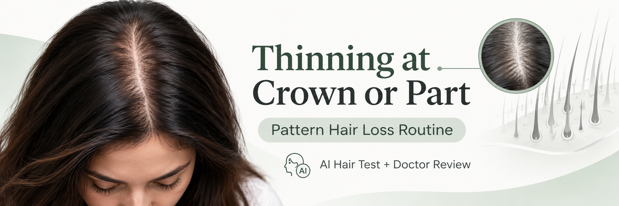 Thinning at the crown and a widening part, the pattern that needs a pattern hair loss routine