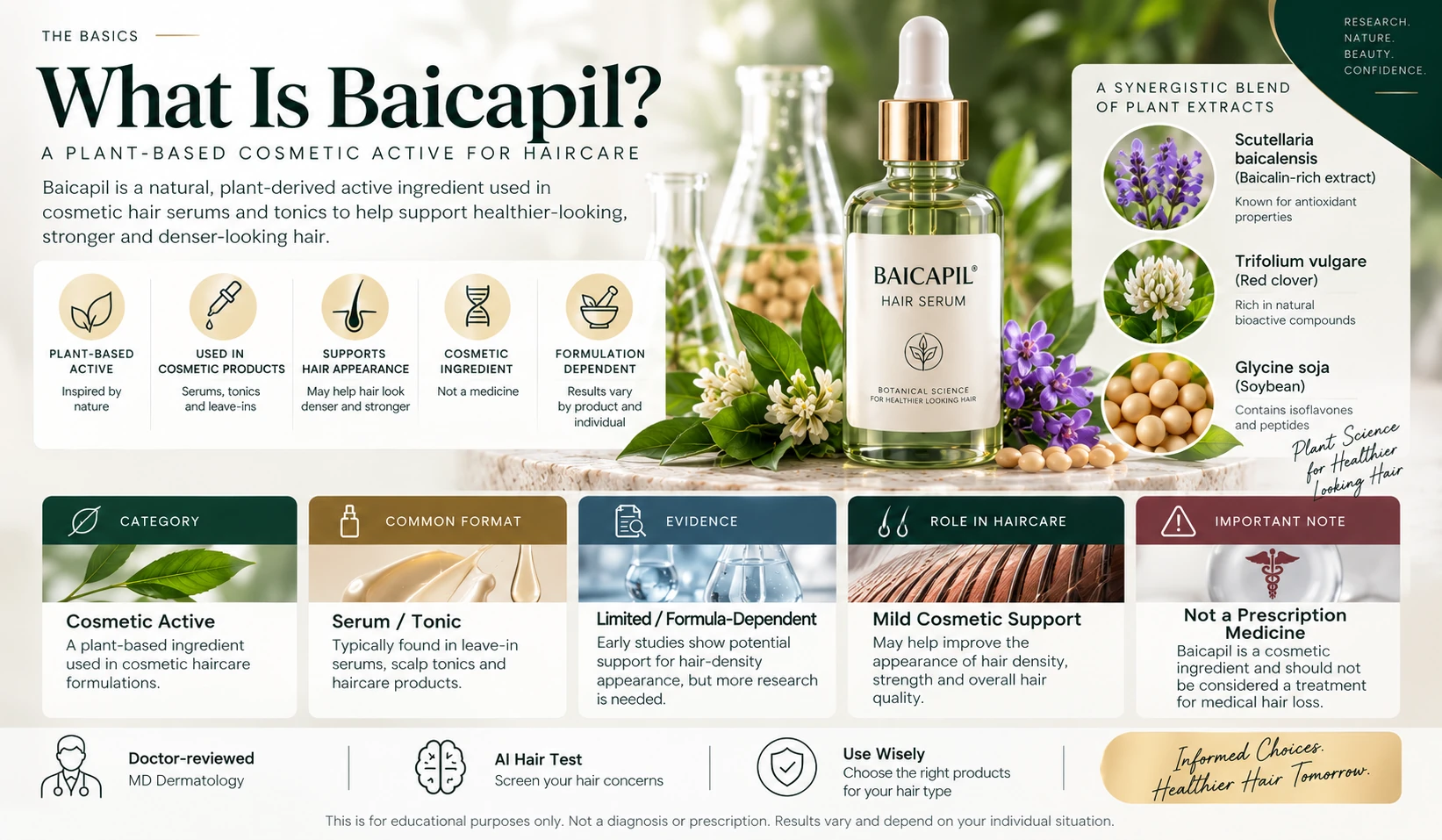 Baicapil ingredient overview for haircare, dermatologist-reviewed