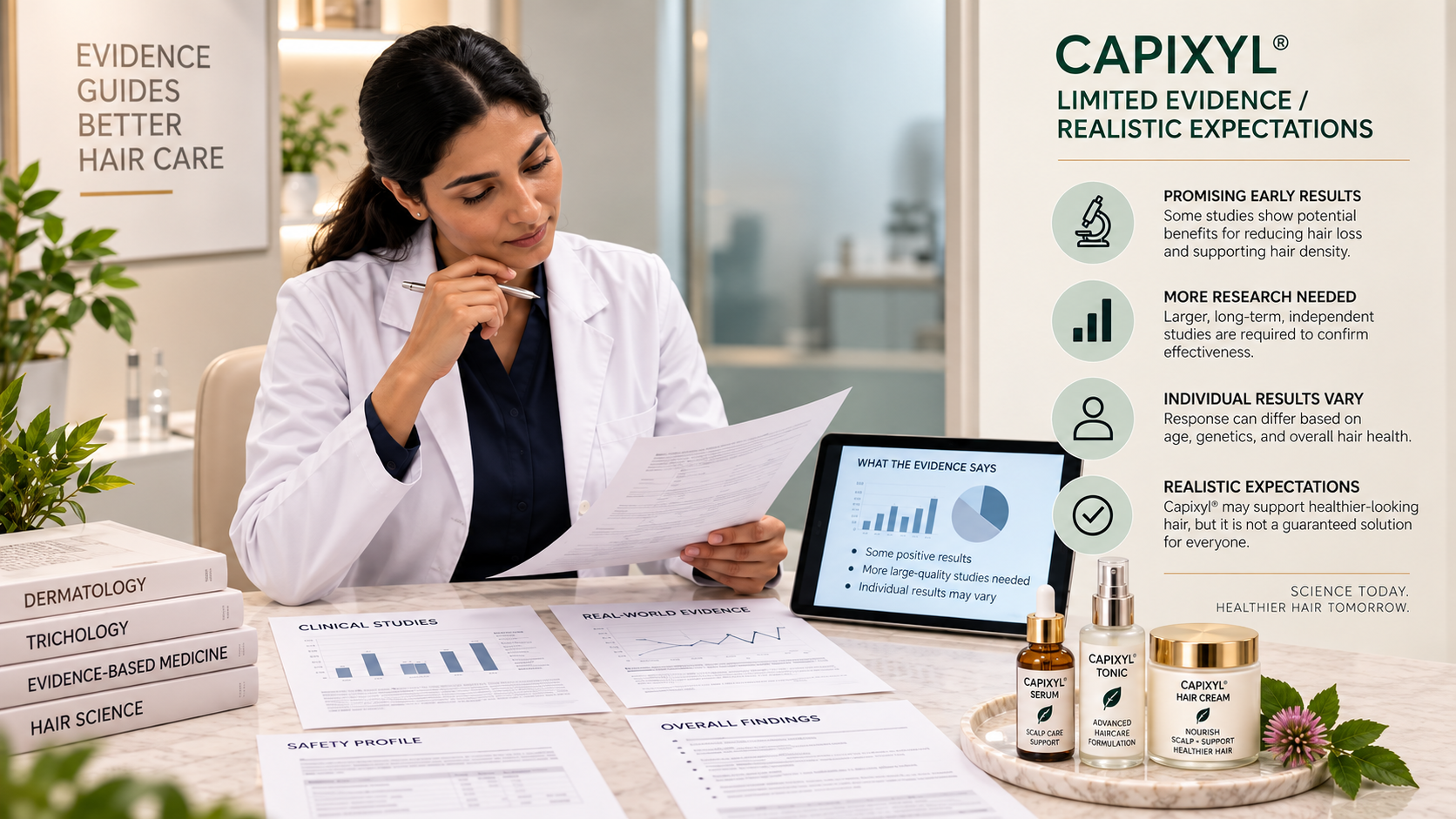 Evidence for Capixyl Haircare Dermatologist reviewing limited evidence for Capixyl cosmetic haircare