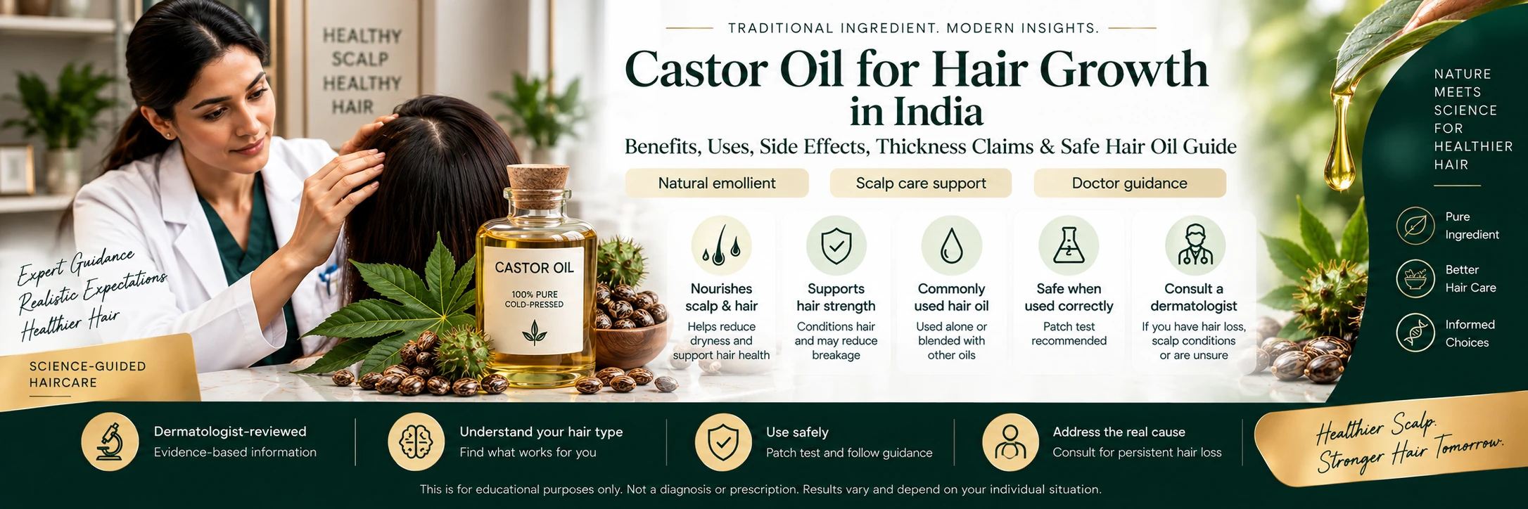 Castor Oil for Hair Growth in India — Dermatologist-Reviewed Guide Dermatologist-reviewed castor oil guide and AI screening