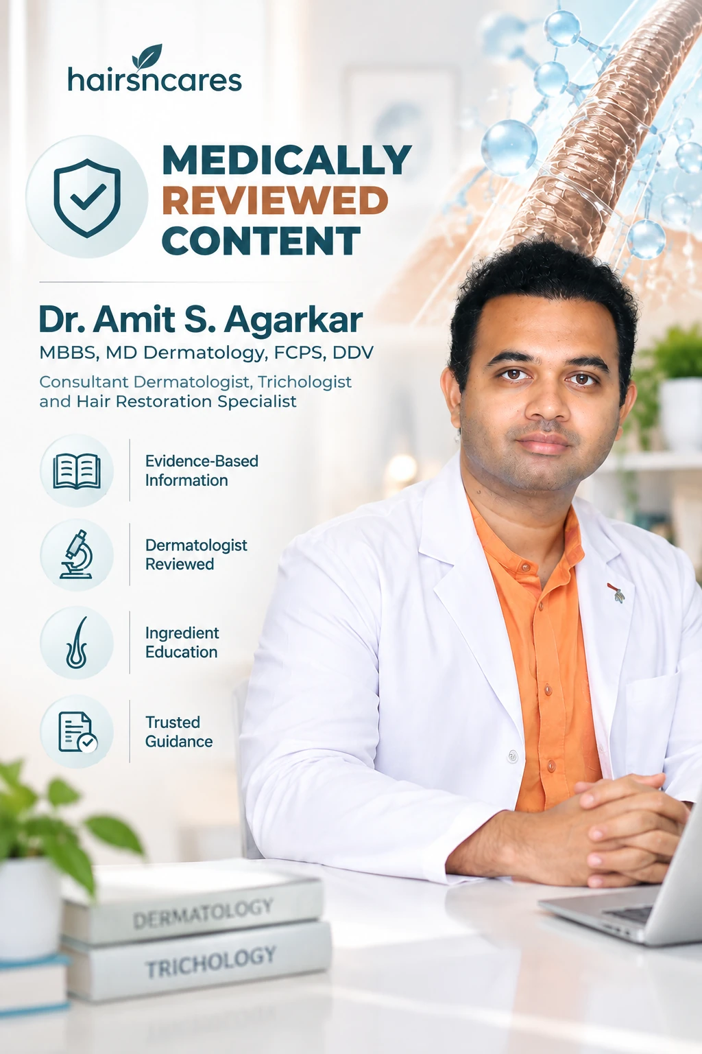 Dr. Amit S. Agarkar – HairsnCares Medical Reviewer Dr Amit S Agarkar dermatologist and trichologist reviewing HairsnCares medically reviewed hair care content