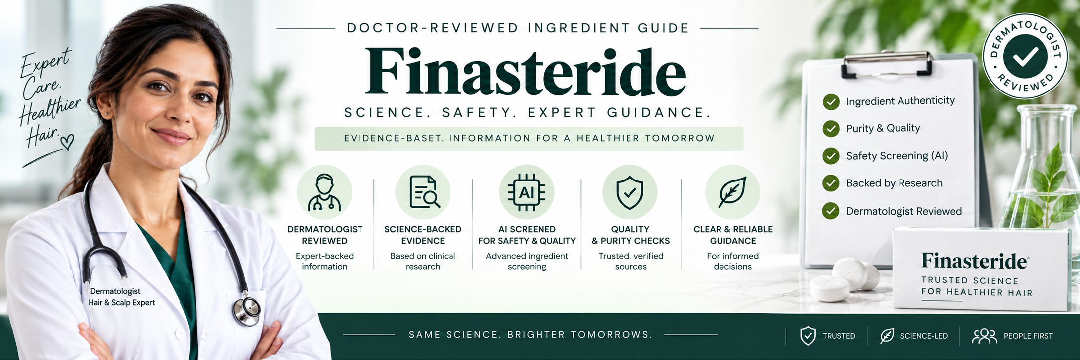 Doctor-Reviewed Finasteride Guide — Trust Visual Dermatologist-reviewed finasteride guide with AI screening, safety checks, and science-backed haircare information.