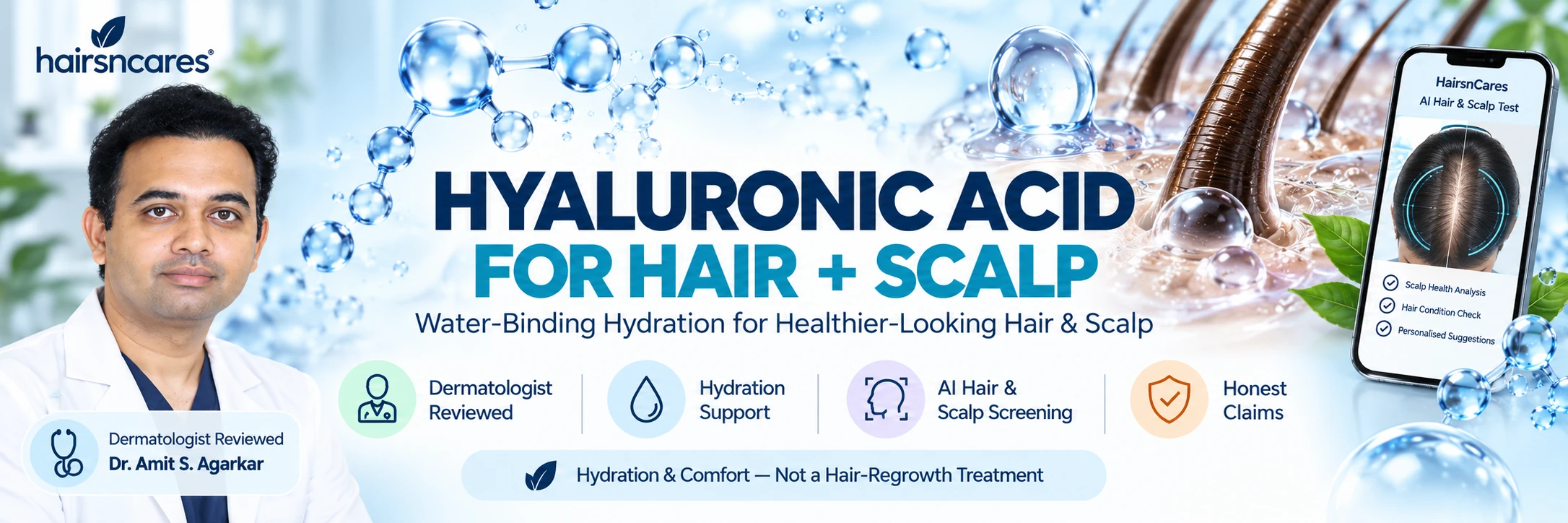 Hyaluronic Acid for Hair & Scalp – Dermatologist-Reviewed Hydration Guide Hyaluronic acid for hair and scalp hydration with dermatologist review and AI hair and scalp screening