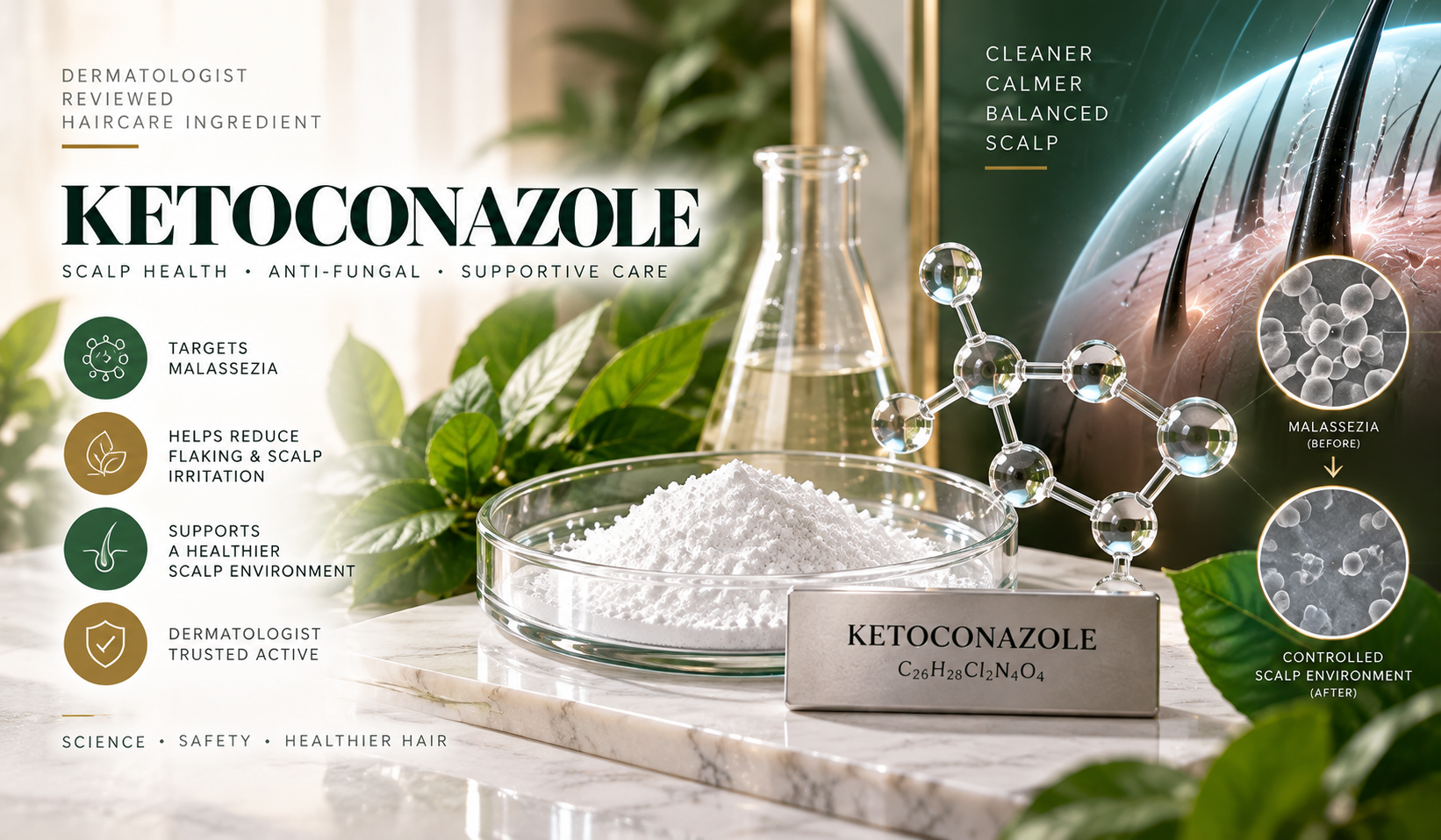 Ketoconazole for Haircare — Dermatologist-Reviewed Ingredient Overview Ketoconazole ingredient overview for haircare, dermatologist-reviewed
