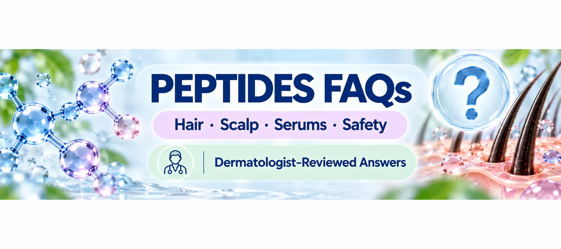Peptides hair and scalp FAQs covering cosmetic support serums safety and dermatologist-reviewed guidance