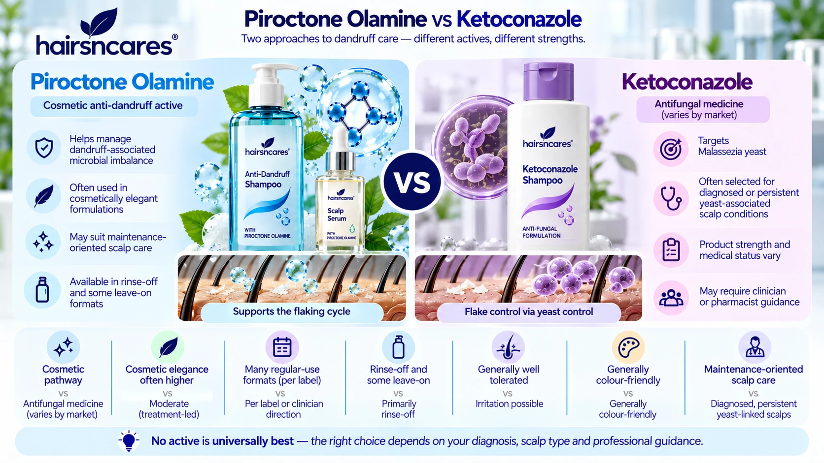Comparison of Piroctone Olamine, Ketoconazole and Selenium Sulfide scalp-care ingredients