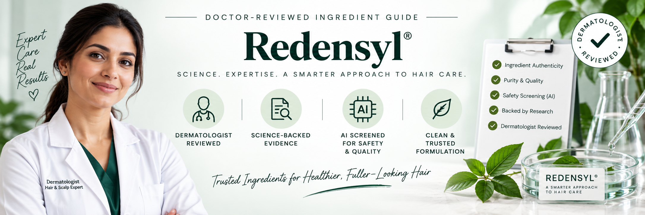 Doctor-Reviewed Redensyl Ingredient Guide Dermatologist-reviewed Redensyl ingredient guide with AI screening, research, and haircare visuals.
