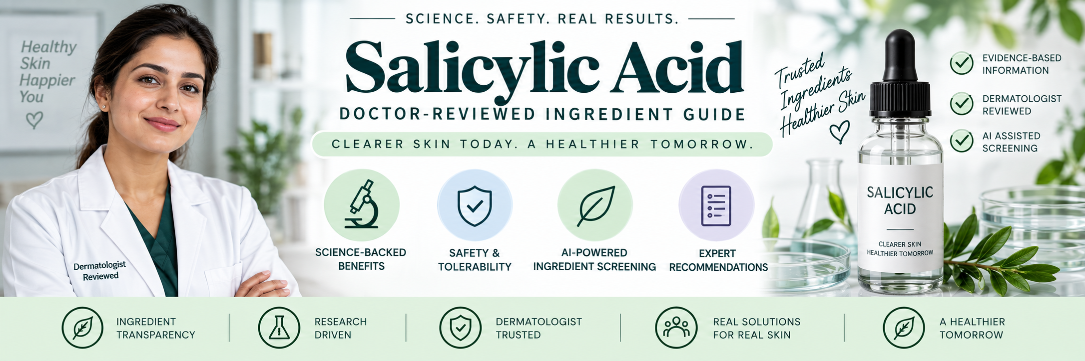 Doctor-Reviewed Salicylic Acid Guide — Trust Visual Dermatologist-reviewed Salicylic Acid guide with AI screening, ingredient research, safety, and skincare visuals.