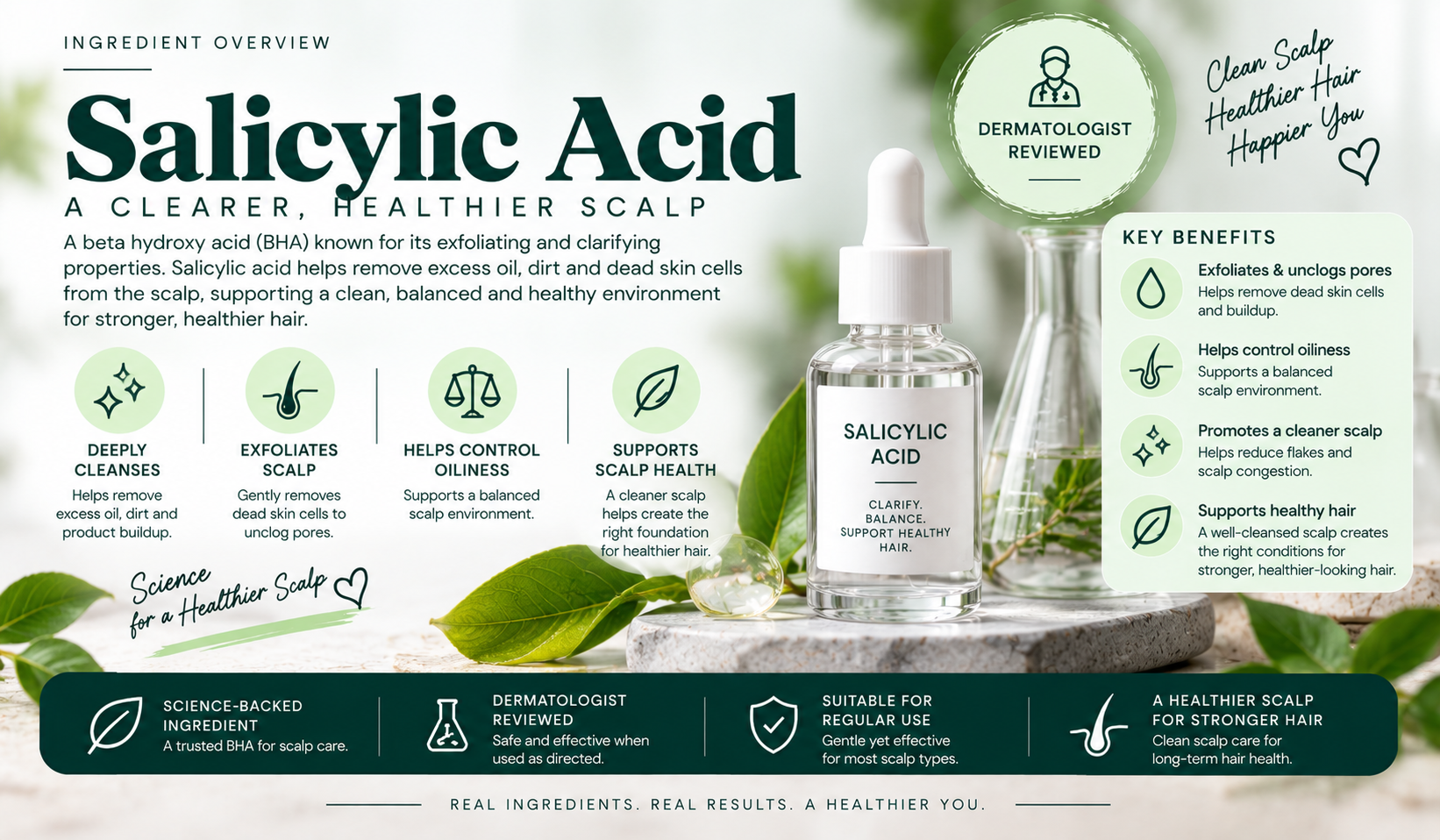 Salicylic Acid Ingredient Overview for Haircare Salicylic Acid ingredient overview for haircare, dermatologist-reviewed.