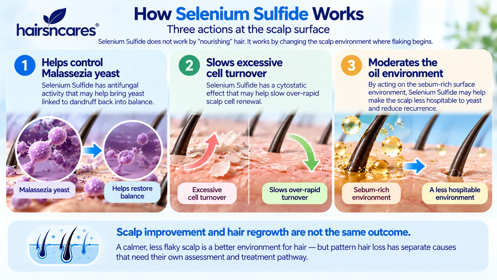 Selenium Sulfide Strengths – How to Read the Product Label Selenium Sulfide shampoo label guide showing product strength intended use contact time age guidance and safety warnings