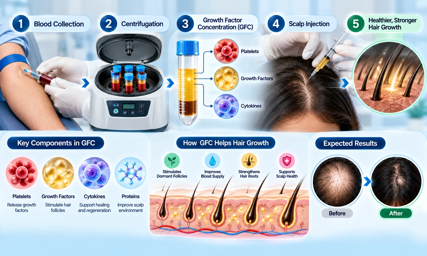 GFC preparation and growth-factor-concentration concept, illustrated for patient education