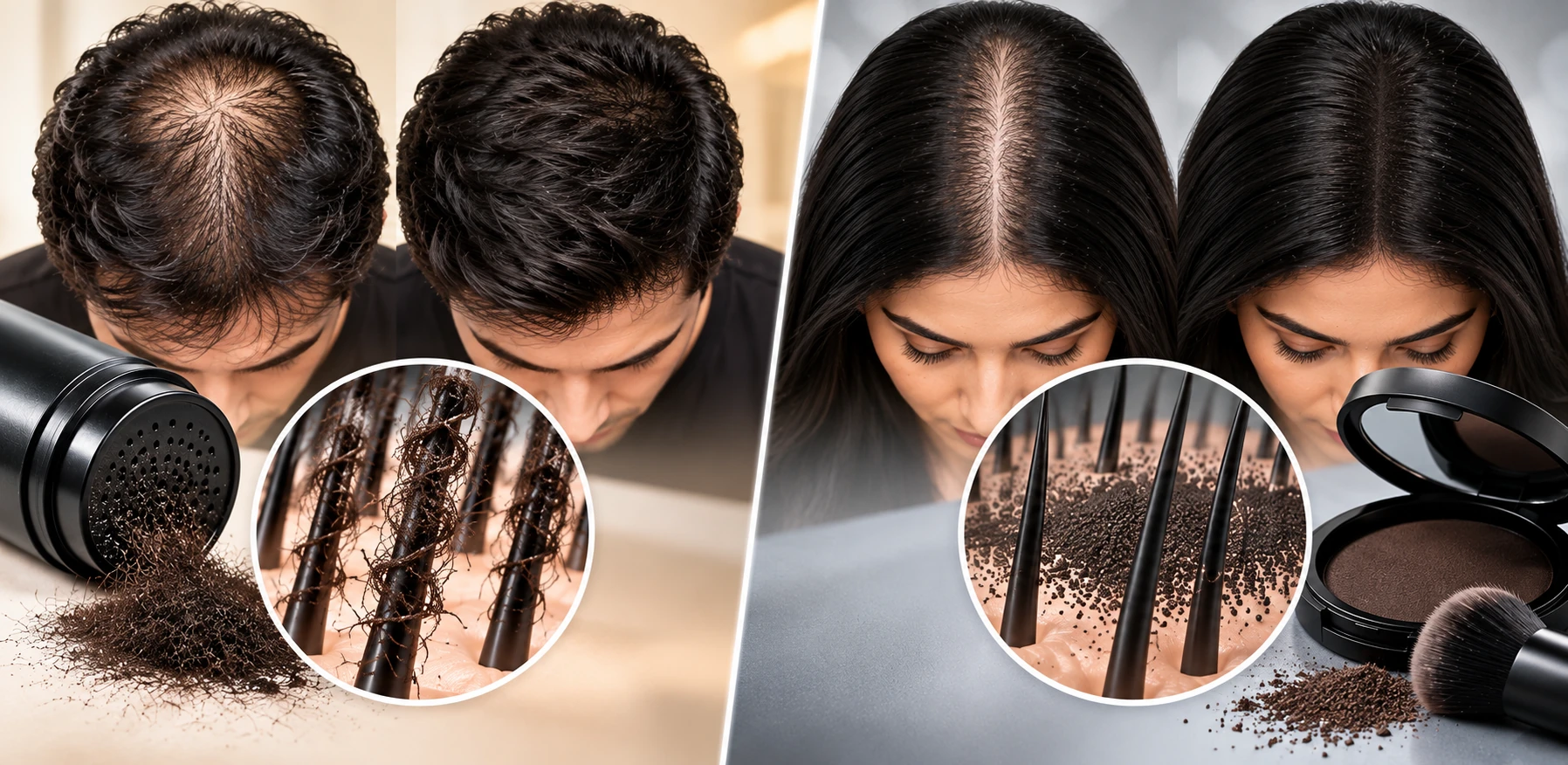 Scientific cosmetic comparison of hair-building fibers and scalp concealer for temporary thinning-hair camouflage