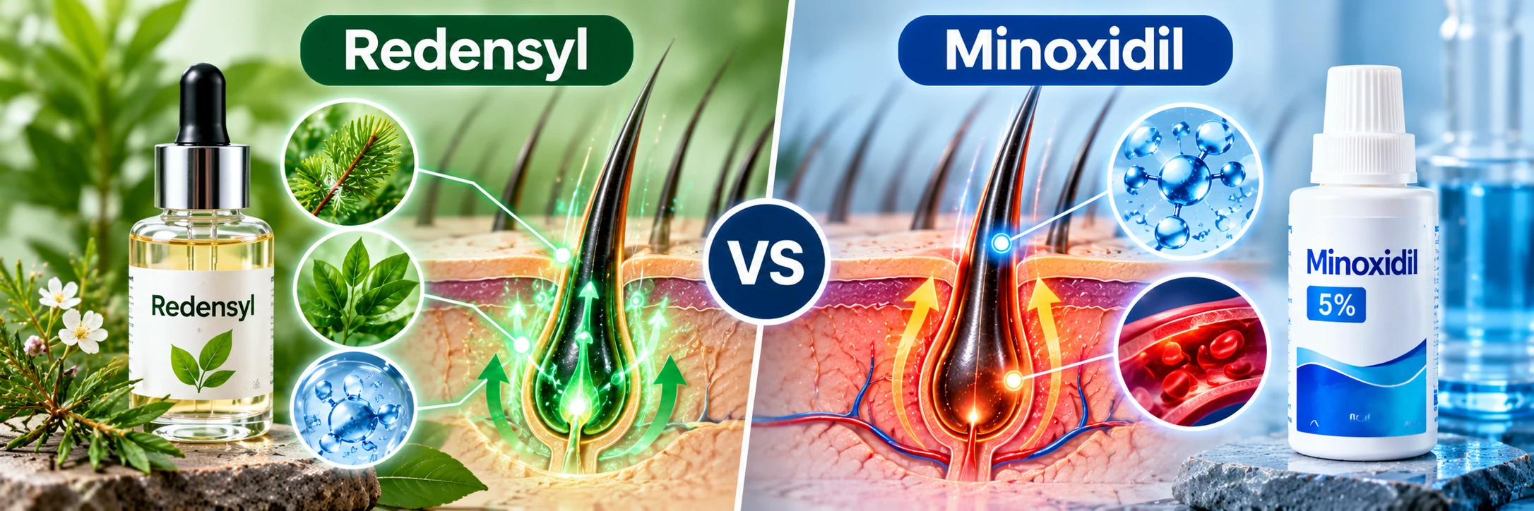 Scientific comparison of the cosmetic active Redensyl and the medication minoxidil for dermatologist-guided hair-loss care